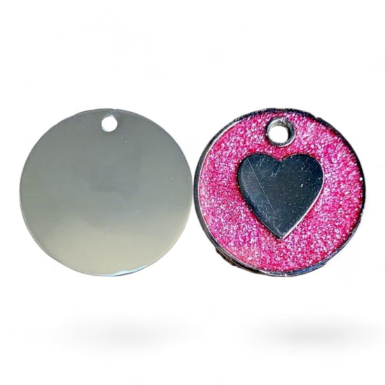 ⭐️Purr. Meow. Woof.⭐️ - Heart Round Cat & Dog ID Pet Tag - LightPink