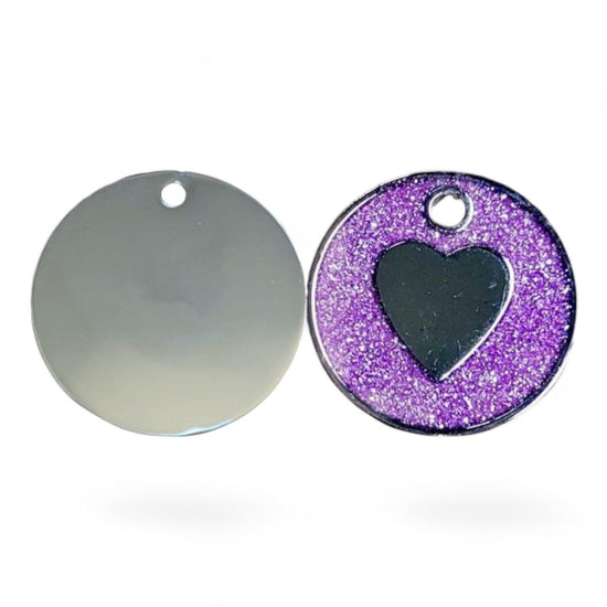 ⭐️Purr. Meow. Woof.⭐️ - Heart Round Cat & Dog ID Pet Tag - Plum