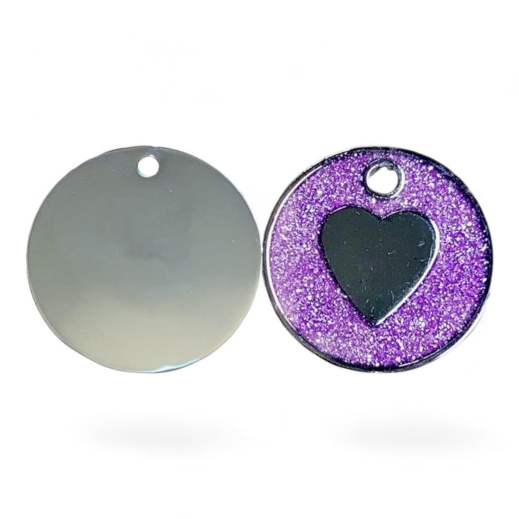 ⭐️Purr. Meow. Woof.⭐️ - Heart Round Cat & Dog ID Pet Tag - Plum