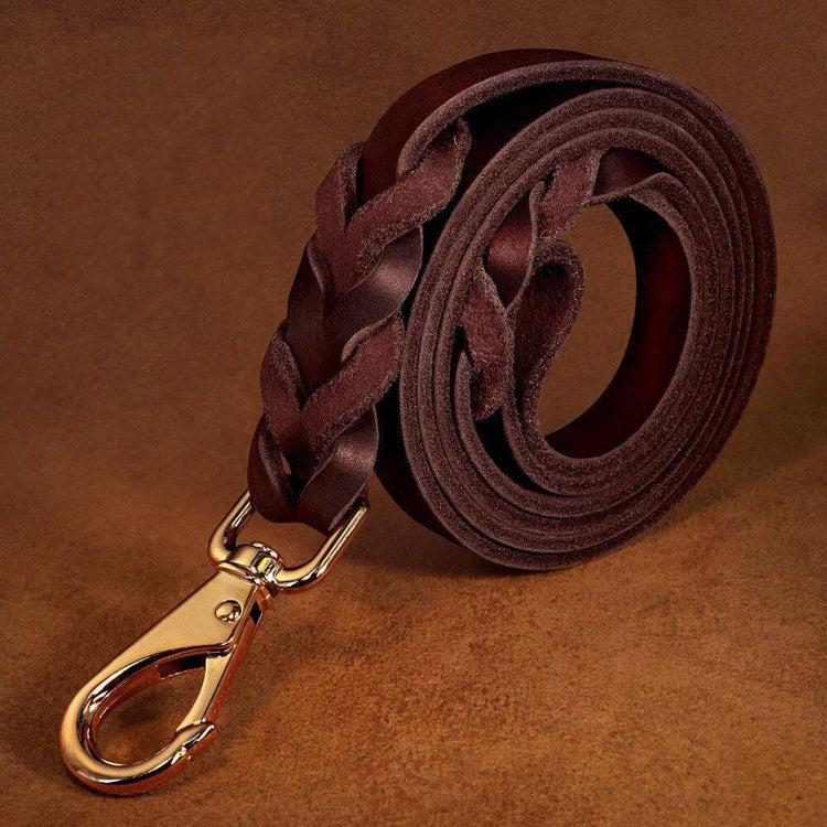 ⭐️Purr. Meow. Woof.⭐️ - Heavy Duty Leather Dog Lead - Brown