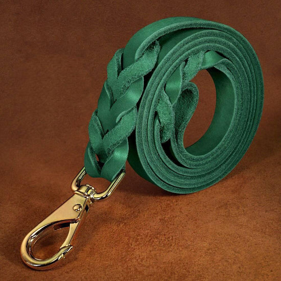 ⭐️Purr. Meow. Woof.⭐️ - Heavy Duty Leather Dog Lead - Green