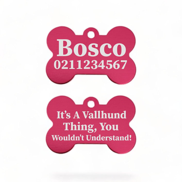 ⭐️Purr. Meow. Woof.⭐️ - It's a ... Breed Thing, You Wouldn't Understand | Bone Aluminium | Dog ID Pet Tag - DeepPink