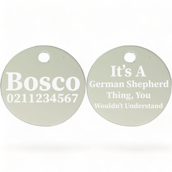 ⭐️Purr. Meow. Woof.⭐️ - It's a ... Breed Thing, You Wouldn't Understand | Round Aluminium | Dog ID Pet Tag - Silver