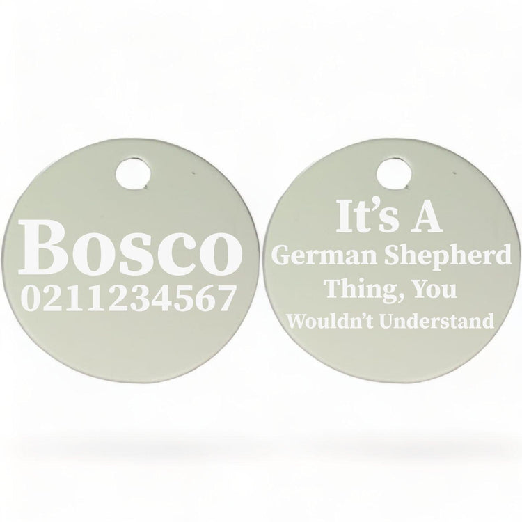 ⭐️Purr. Meow. Woof.⭐️ - It's a ... Breed Thing, You Wouldn't Understand | Round Aluminium | Dog ID Pet Tag - Silver