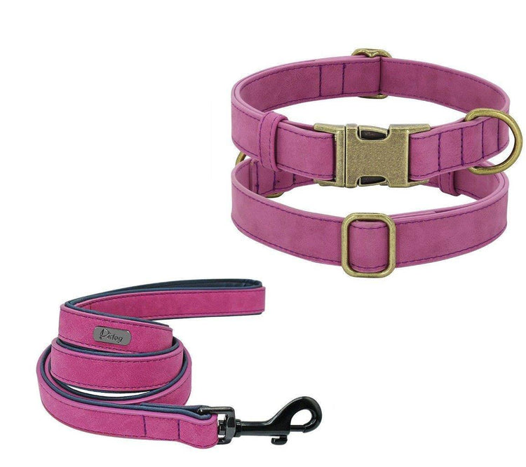 ⭐️Purr. Meow. Woof.⭐️ - Leather Executive Dog Collar - PaleVioletRed / XS / Yes!