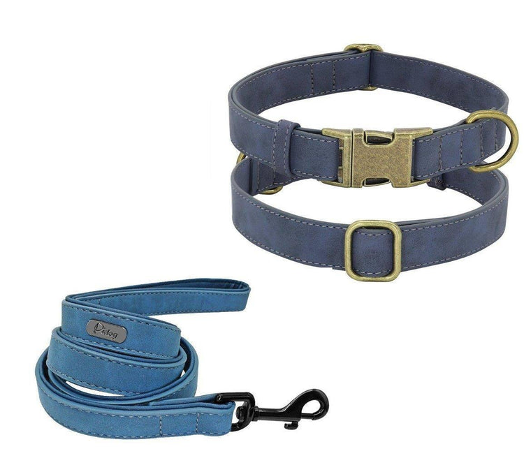 ⭐️Purr. Meow. Woof.⭐️ - Leather Executive Dog Collar - SteelBlue / XS / Yes!