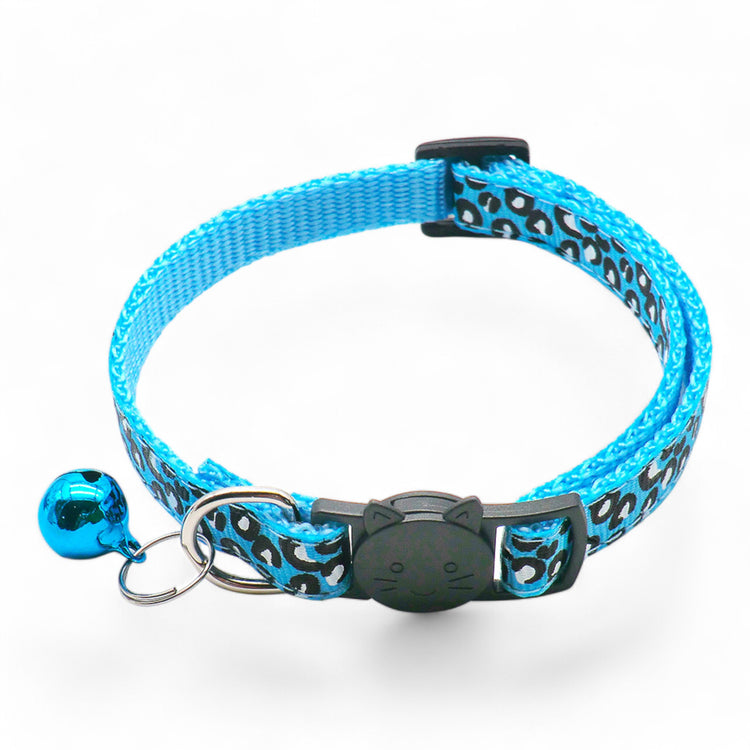 ⭐️Purr. Meow. Woof.⭐️ - Leopard Print Breakaway Safety Cat & Kitten Collar - DodgerBlue / Cat
