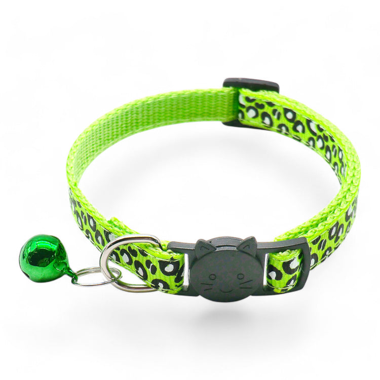 ⭐️Purr. Meow. Woof.⭐️ - Leopard Print Breakaway Safety Cat & Kitten Collar - Green / Cat