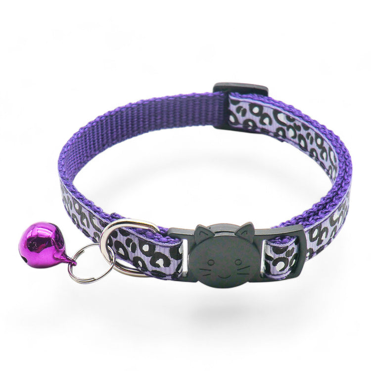 ⭐️Purr. Meow. Woof.⭐️ - Leopard Print Breakaway Safety Cat & Kitten Collar - Purple / Cat