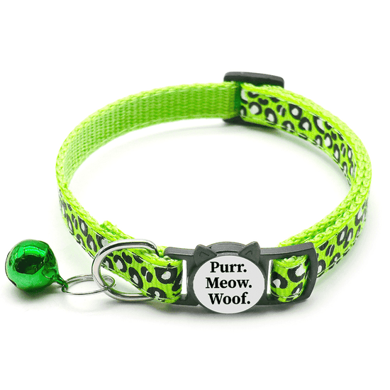 ⭐️Purr. Meow. Woof.⭐️ - Leopard Print Breakaway Safety Cat Collar - Green