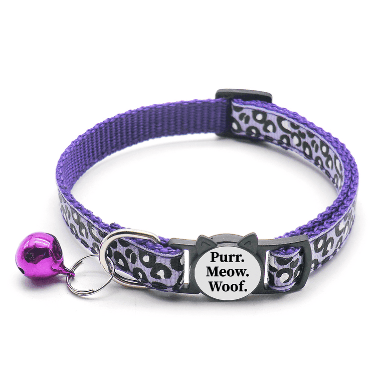 ⭐️Purr. Meow. Woof.⭐️ - Leopard Print Breakaway Safety Cat Collar - Purple