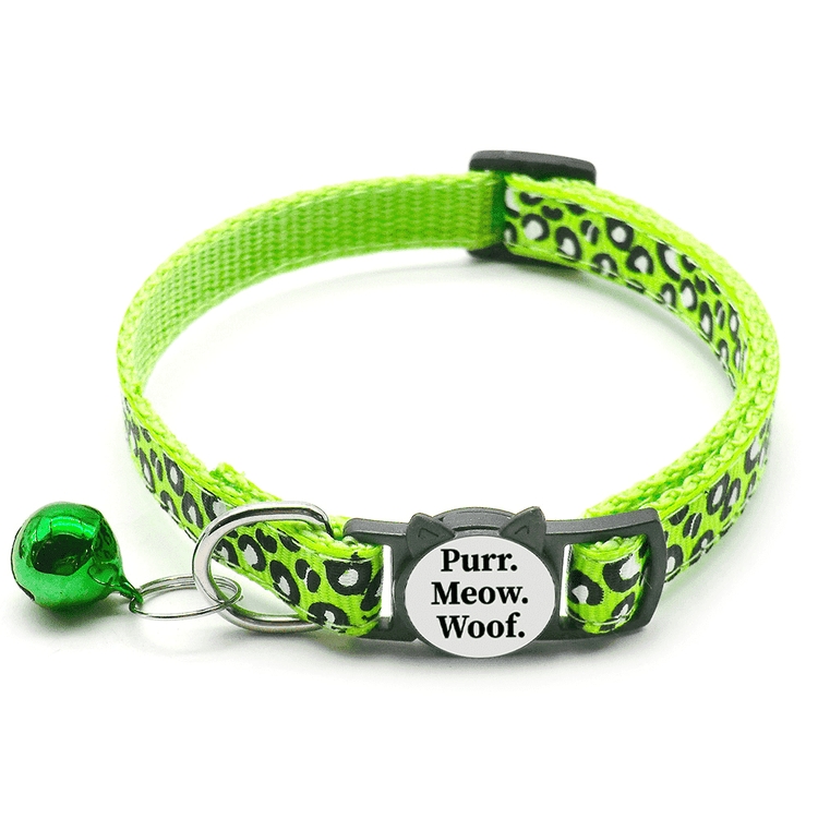 ⭐️Purr. Meow. Woof.⭐️ - Leopard Print Breakaway Safety Kitten Collar - Green
