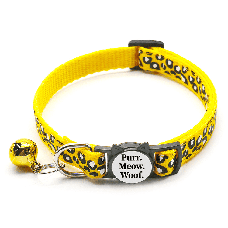 ⭐️Purr. Meow. Woof.⭐️ - Leopard Print Breakaway Safety Kitten Collar - Yellow