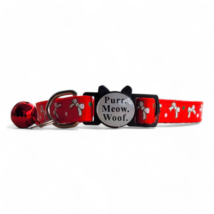 ⭐️Purr. Meow. Woof.⭐️ - Limited Edition Christmas Breakaway Safety Cat & Kitten Collar - Red Bows / Cat