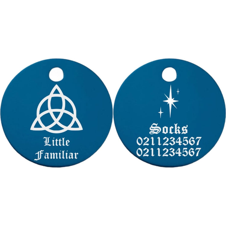 ⭐️Purr. Meow. Woof.⭐️ - Little Familiar Round Aluminum Cat & Dog ID Pet Tag - DodgerBlue / Small (Cat)