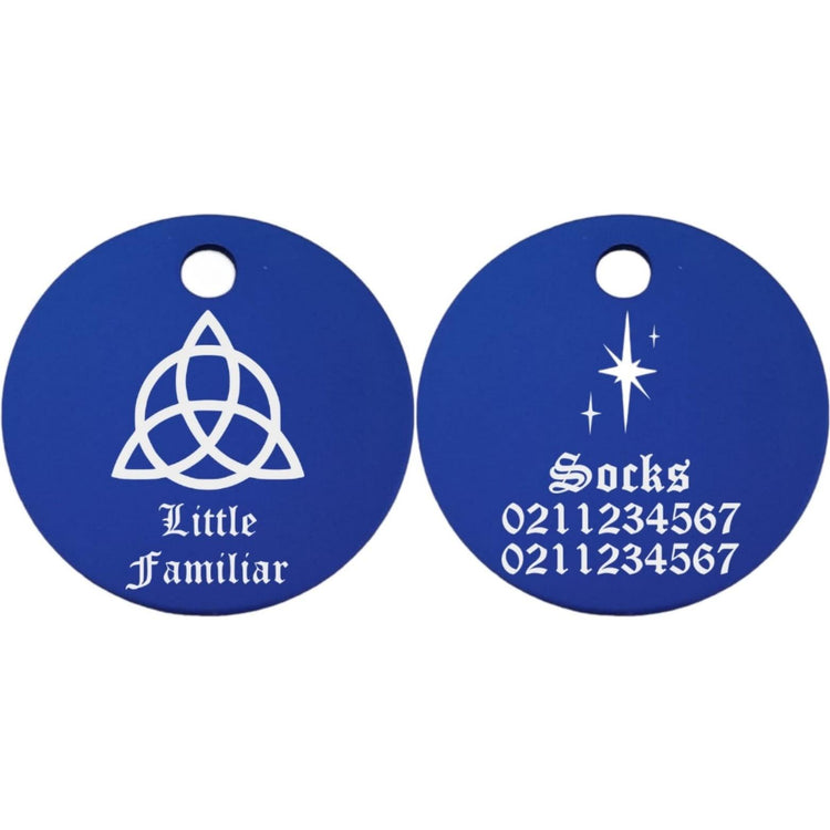 ⭐️Purr. Meow. Woof.⭐️ - Little Familiar Round Aluminum Cat & Dog ID Pet Tag - RoyalBlue / Small (Cat)