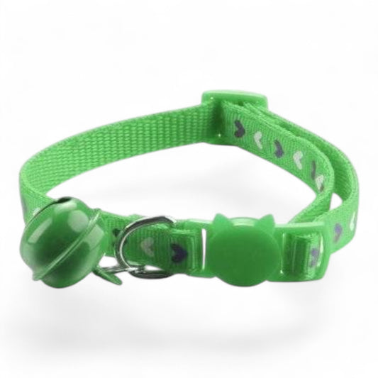⭐️Purr. Meow. Woof.⭐️ - Love Heart Breakaway Safety Cat & Kitten Collar - Green / Cat