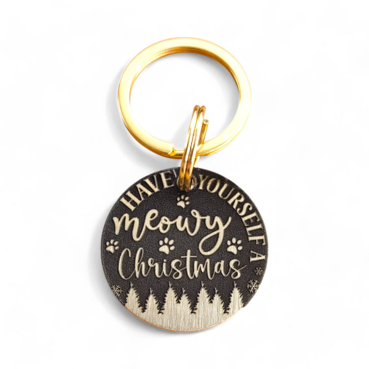 ⭐️Purr. Meow. Woof.⭐️ - LUXE | Bespoke Brass | Have Yourself A Meowy Christmas | Pet ID Tag - Xmas Limited Edition - Cat (Small)