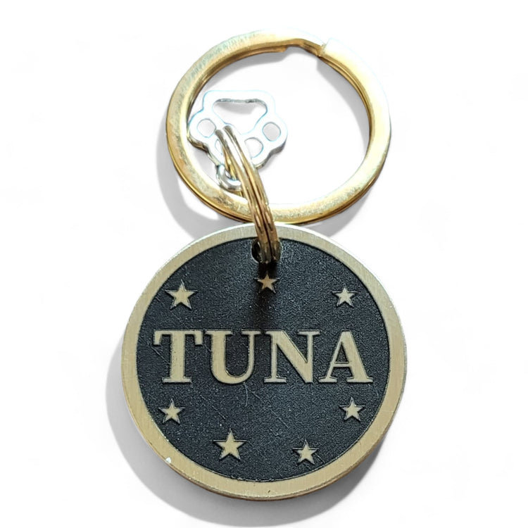⭐️Purr. Meow. Woof.⭐️ - LUXE | Bespoke Brass | Round Cat & Dog ID Pet Tag - Night / Small