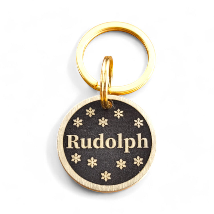 ⭐️Purr. Meow. Woof.⭐️ - LUXE | Bespoke Brass | Snowflakes | Pet ID Tag - Xmas Limited Edition - Cat (Small)
