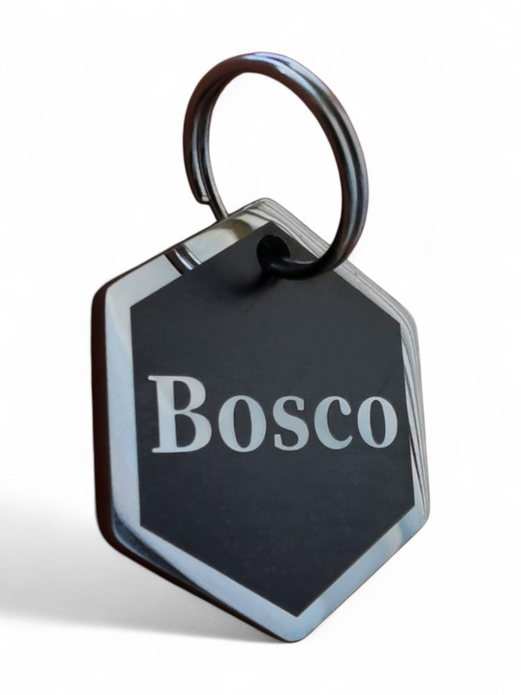 ⭐️Purr. Meow. Woof.⭐️ - LUXE | Mirror Stainless | Hexagon Cat & Dog ID Pet Tag - Silver / Small