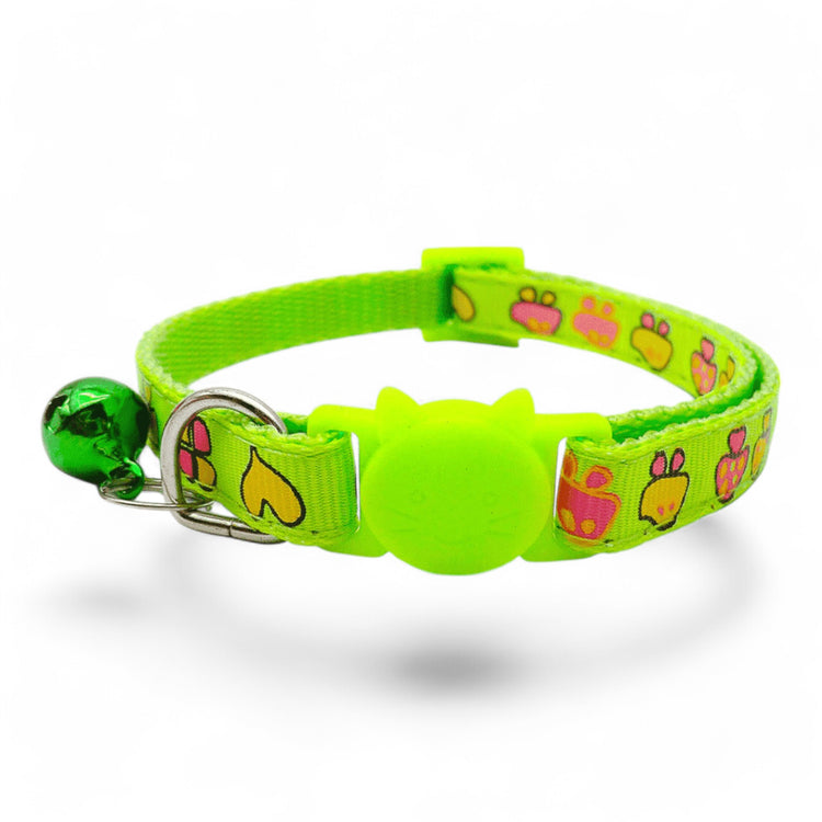 ⭐️Purr. Meow. Woof.⭐️ - Mushroom Breakaway Safety Cat & Kitten Collar - Lime / Cat