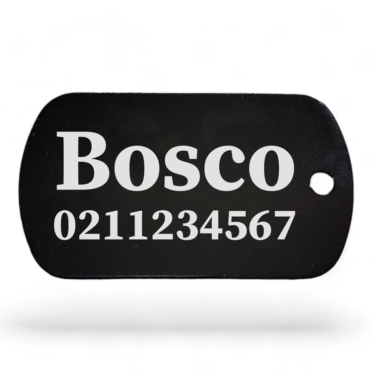 ⭐️Purr. Meow. Woof.⭐️ - Name & Number Front Military Dog ID Pet Tag - Black