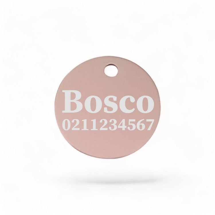 ⭐️Purr. Meow. Woof.⭐️ - Name & Number Front | Round Aluminium | Dog ID Pet Tag - LightPink