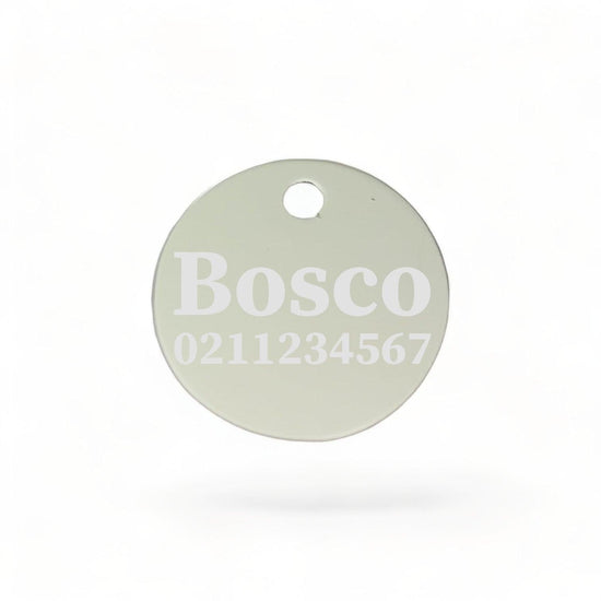 ⭐️Purr. Meow. Woof.⭐️ - Name & Number Front | Round Aluminium | Dog ID Pet Tag - Silver