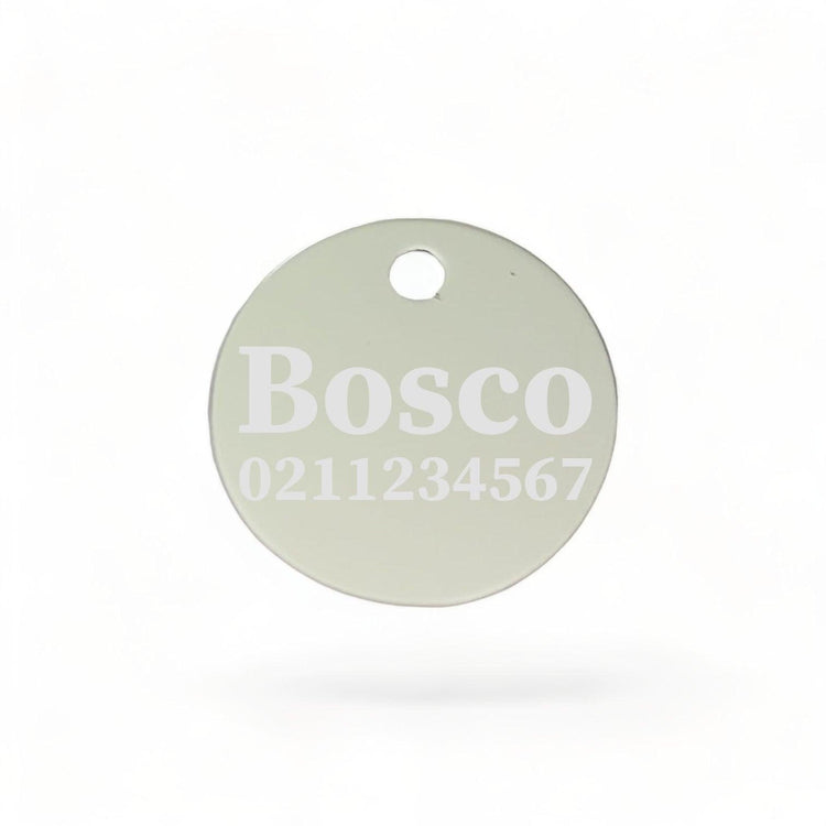 ⭐️Purr. Meow. Woof.⭐️ - Name & Number Front | Round Aluminium | Dog ID Pet Tag - Silver