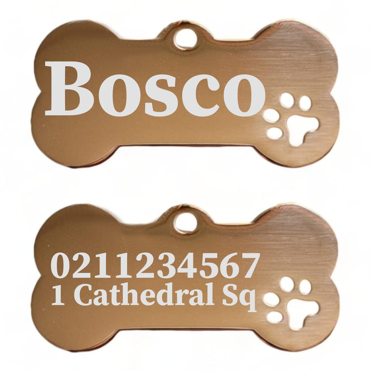 ⭐️Purr. Meow. Woof.⭐️ - Name Front & 1 Number Address Back Bone PP | Mirror Stainless | Dog ID Pet Tag - BurlyWood