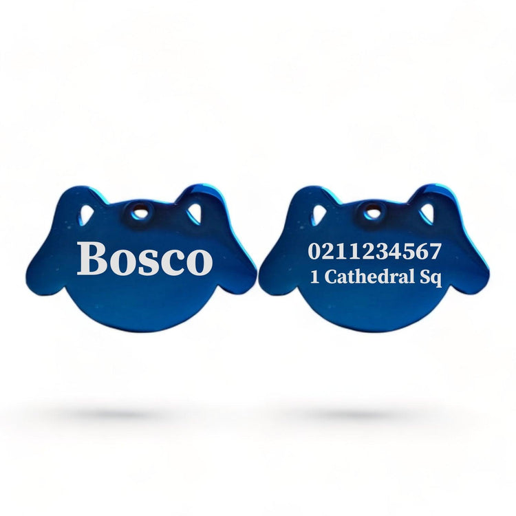 ⭐️Purr. Meow. Woof.⭐️ - Name Front & 1 Number Address Back Dog | Mirror Stainless | Dog ID Pet Tag - MidnightBlue