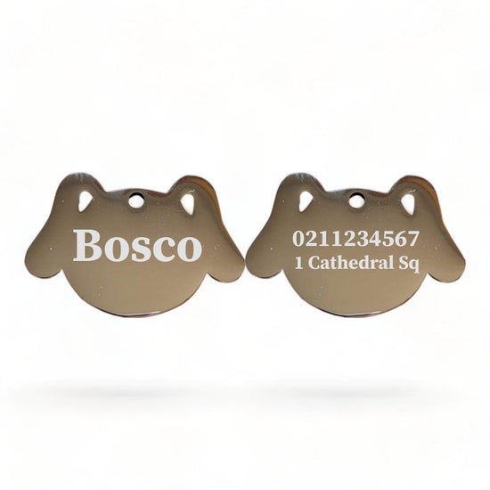 ⭐️Purr. Meow. Woof.⭐️ - Name Front & 1 Number Address Back Dog | Mirror Stainless | Dog ID Pet Tag - Silver