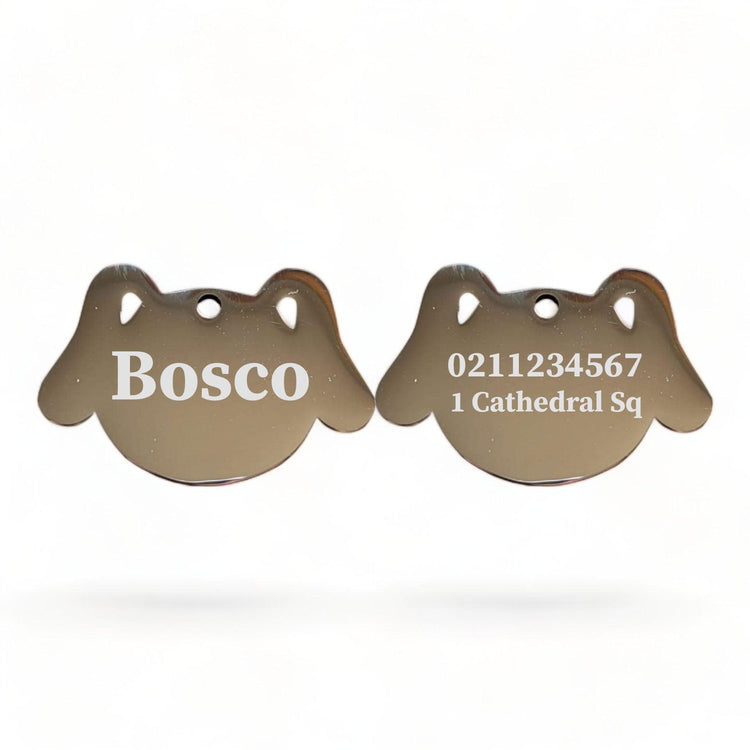 ⭐️Purr. Meow. Woof.⭐️ - Name Front & 1 Number Address Back Dog | Mirror Stainless | Dog ID Pet Tag - Silver