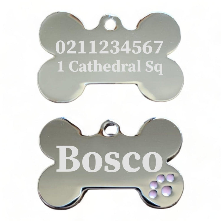 ⭐️Purr. Meow. Woof.⭐️ - Name Front & 1 Number Address Back | Dot Paw Bone | Dog ID Pet Tag - LightPink
