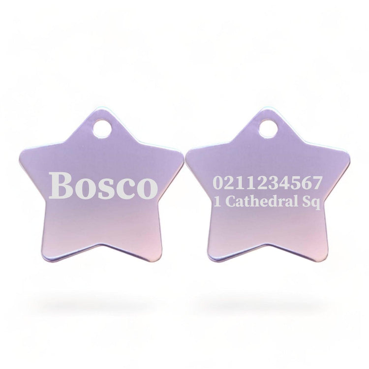 ⭐️Purr. Meow. Woof.⭐️ - Name Front & 1 Number & Address Back | Star Aluminum | Cat, Kitten & Dog ID Pet Tag - LightPink / Large (Dog)