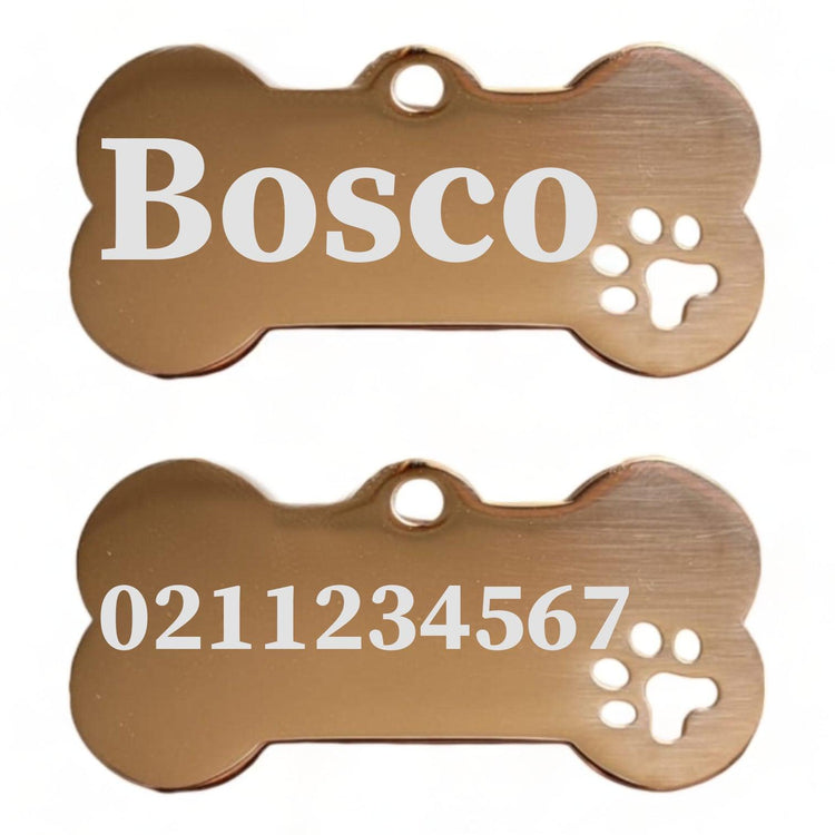 ⭐️Purr. Meow. Woof.⭐️ - Name Front & 1 Number Back Bone PP | Mirror Stainless | Dog ID Pet Tag - BurlyWood