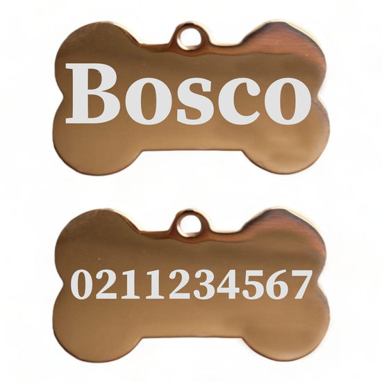 ⭐️Purr. Meow. Woof.⭐️ - Name Front & 1 Number Back | Mirror Stainless | Bone Dog ID Pet Tag - BurlyWood / Small