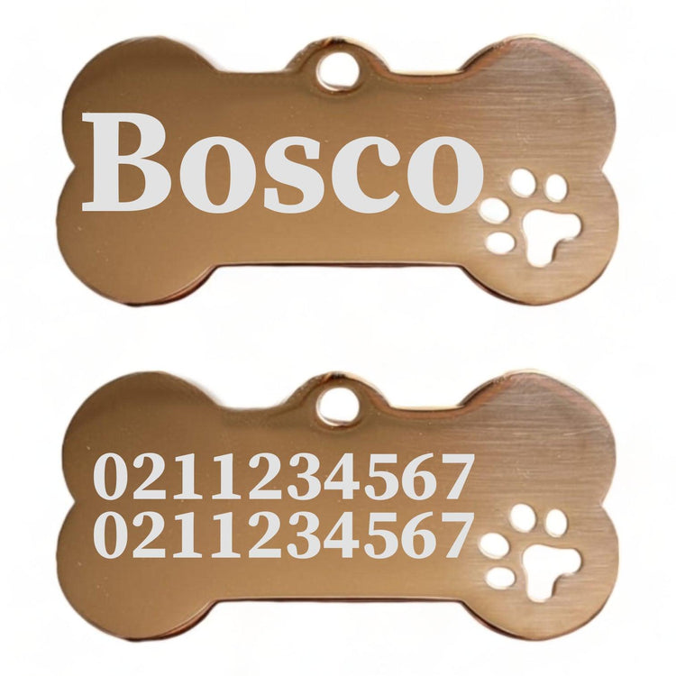 ⭐️Purr. Meow. Woof.⭐️ - Name Front & 2 Numbers Back Bone PP | Mirror Stainless | Dog ID Pet Tag - BurlyWood