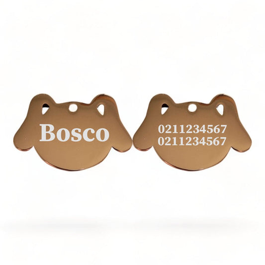 ⭐️Purr. Meow. Woof.⭐️ - Name Front & 2 Numbers Back Dog | Mirror Stainless | Dog ID Pet Tag - BurlyWood