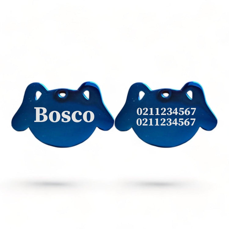 ⭐️Purr. Meow. Woof.⭐️ - Name Front & 2 Numbers Back Dog | Mirror Stainless | Dog ID Pet Tag - MidnightBlue