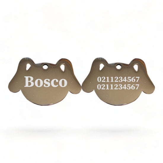 ⭐️Purr. Meow. Woof.⭐️ - Name Front & 2 Numbers Back Dog | Mirror Stainless | Dog ID Pet Tag - Silver