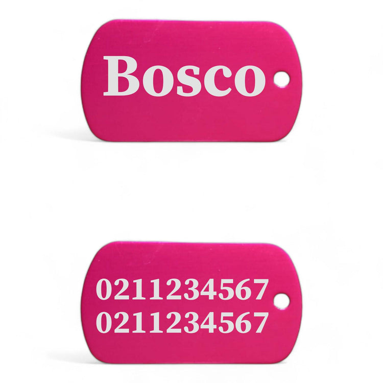 ⭐️Purr. Meow. Woof.⭐️ - Name Front & 2 Numbers Back Military Dog ID Pet Tag - DeepPink