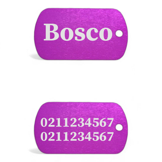 ⭐️Purr. Meow. Woof.⭐️ - Name Front & 2 Numbers Back Military Dog ID Pet Tag - Purple