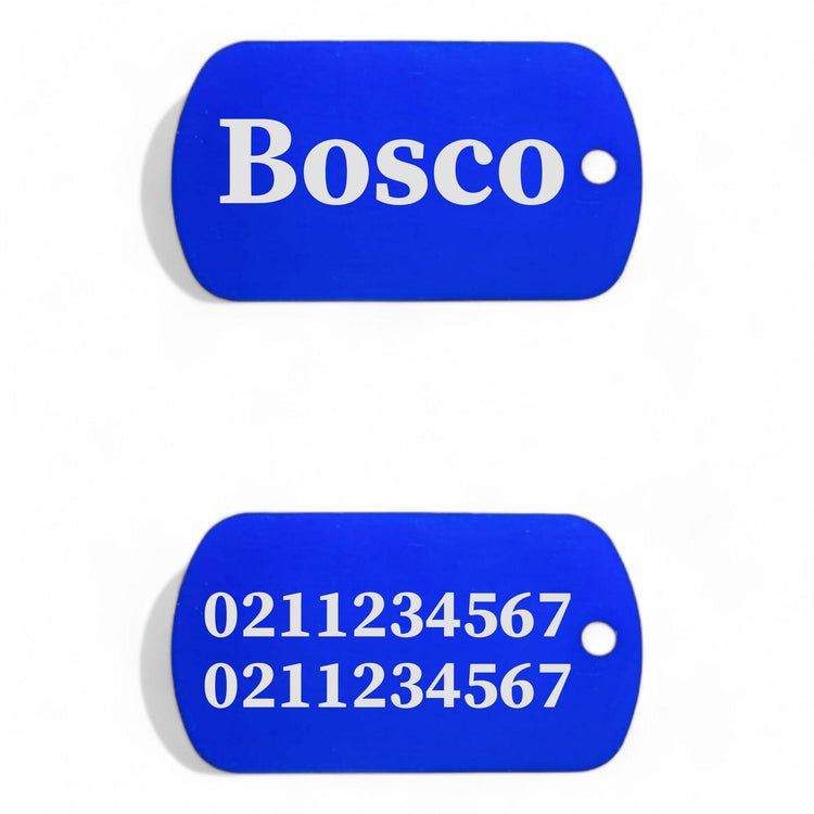 ⭐️Purr. Meow. Woof.⭐️ - Name Front & 2 Numbers Back Military Dog ID Pet Tag - RoyalBlue