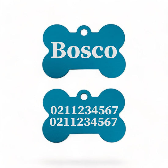 ⭐️Purr. Meow. Woof.⭐️ - Name Front & 2 Numbers Back | Bone Aluminium | Dog ID Pet Tag - DodgerBlue