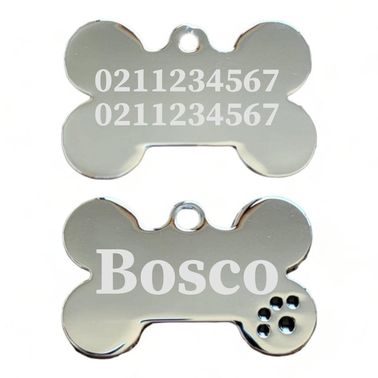 ⭐️Purr. Meow. Woof.⭐️ - Name Front & 2 Numbers Back | Dot Paw Bone | Dog ID Pet Tag - Black