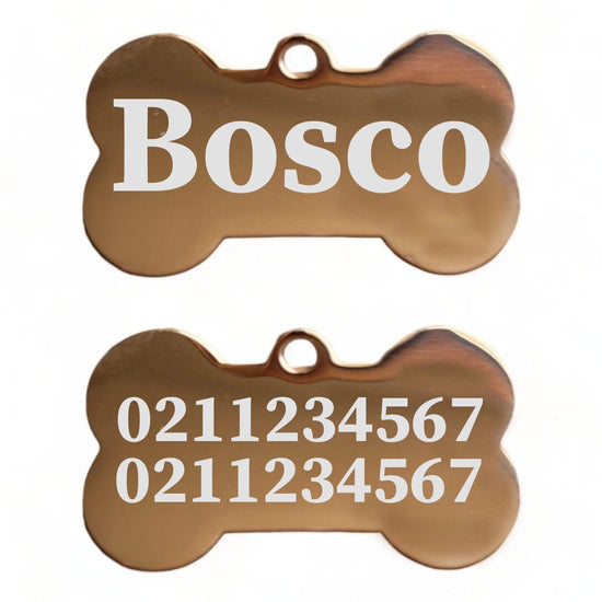⭐️Purr. Meow. Woof.⭐️ - Name Front & 2 Numbers Back | Mirror Stainless | Bone Dog ID Pet Tag - BurlyWood / Small