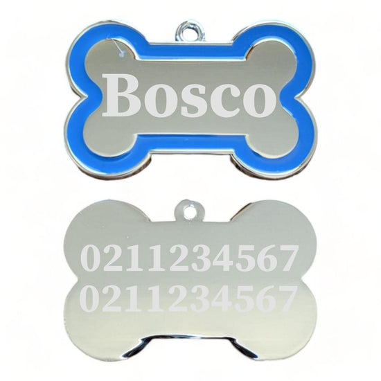 ⭐️Purr. Meow. Woof.⭐️ - Name Front & 2 Numbers Back | Outline Bone | Dog ID Pet Tag - RoyalBlue