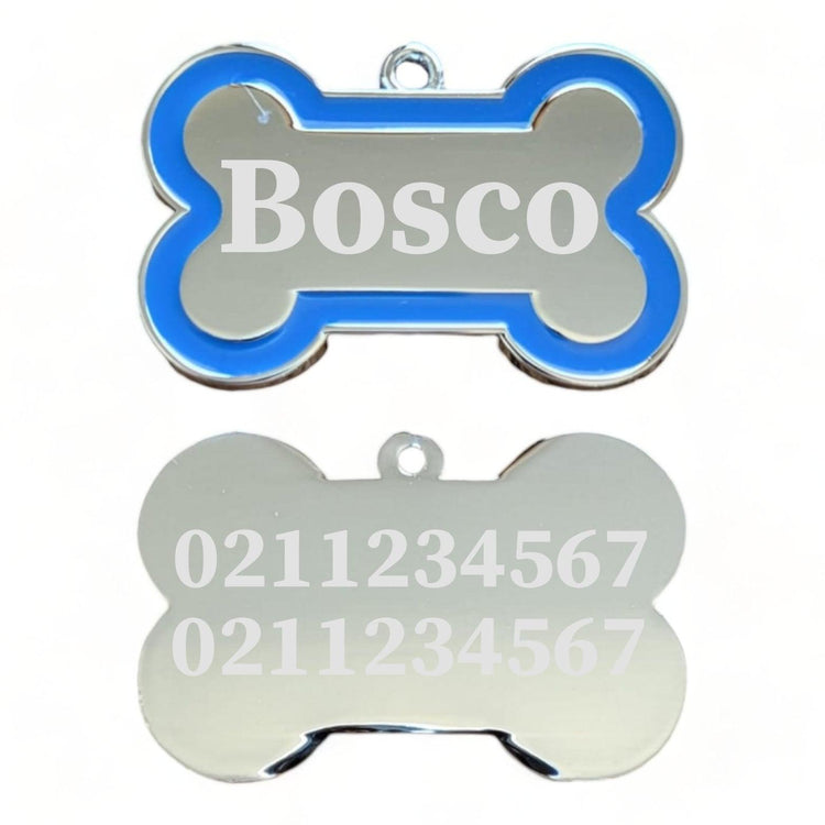 ⭐️Purr. Meow. Woof.⭐️ - Name Front & 2 Numbers Back | Outline Bone | Dog ID Pet Tag - RoyalBlue